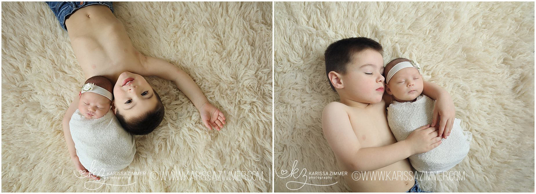 sibling with newborn sister photography