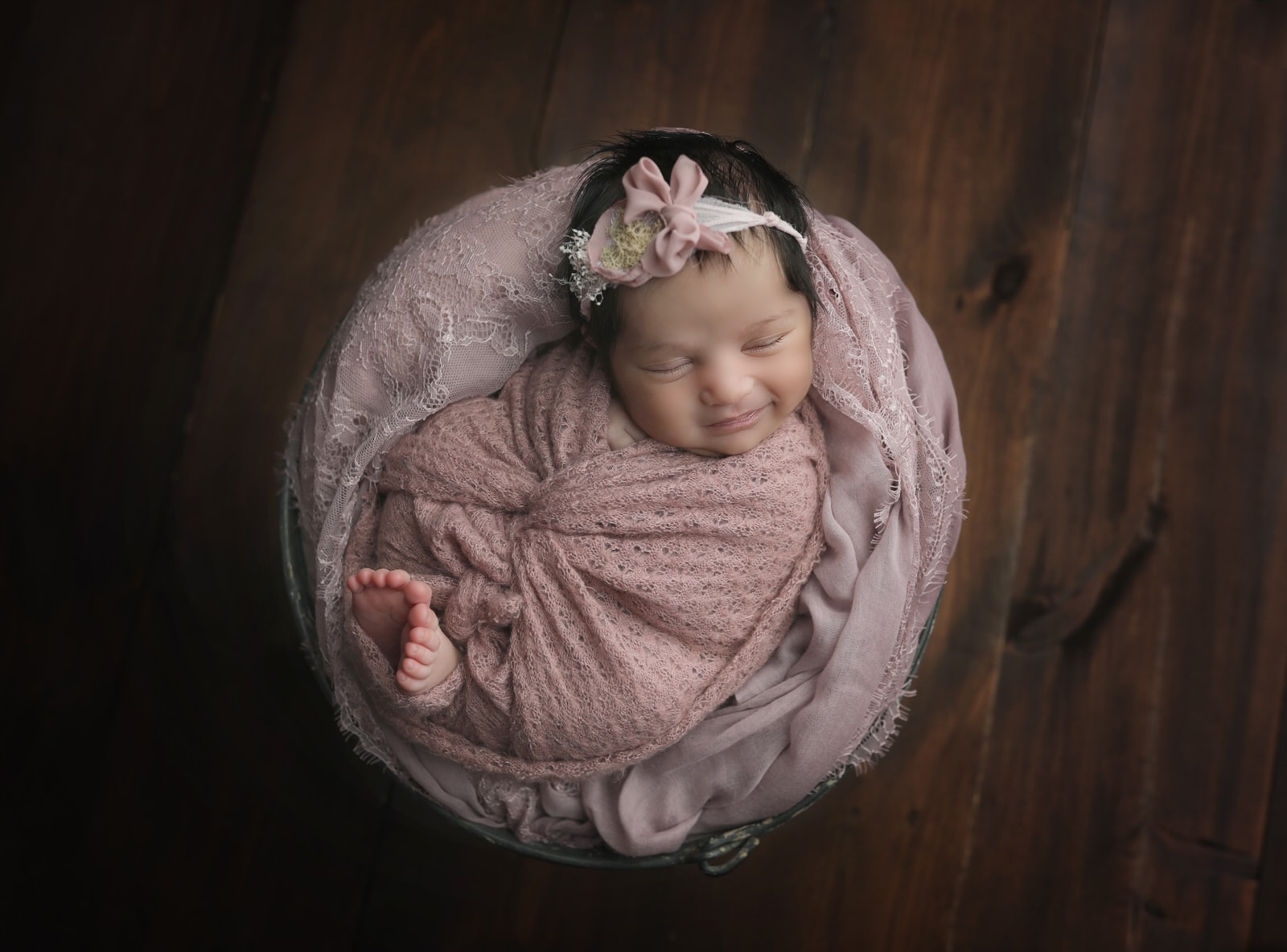 Newborn girl photographed by newborn and family photographer near mechanicsburg pa