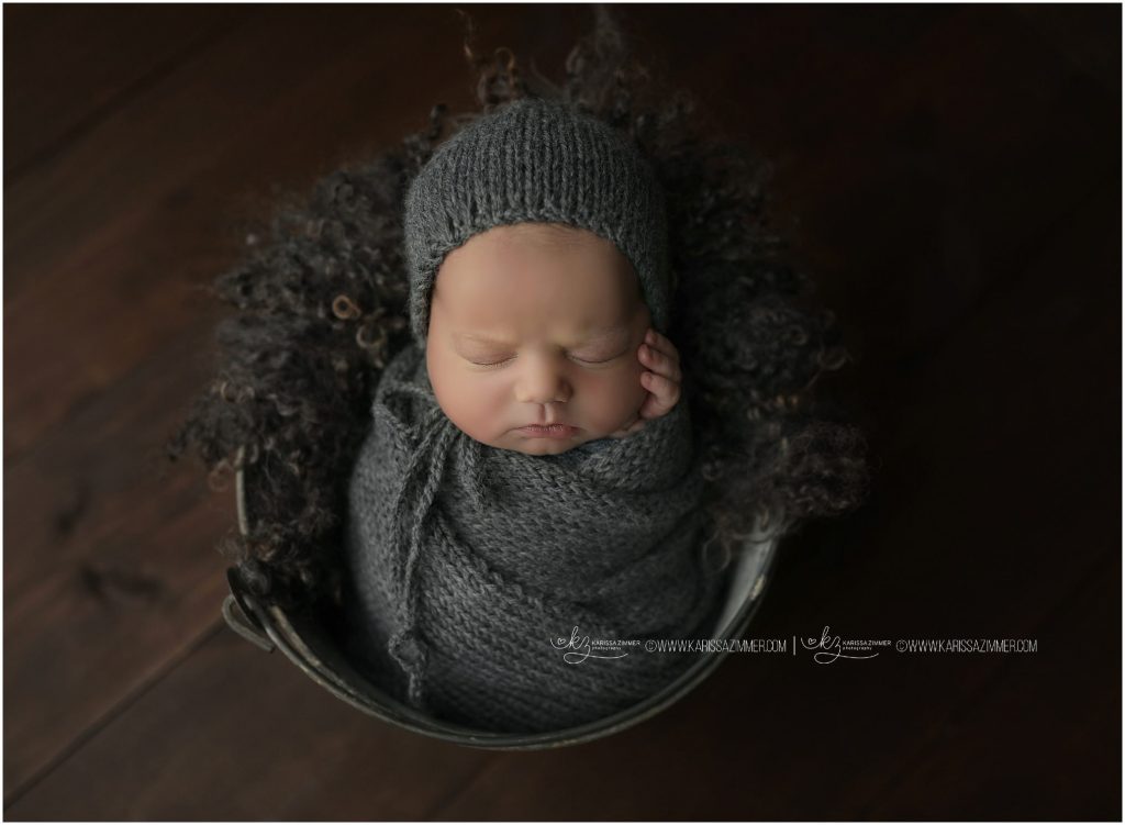 Karissa Zimmer Photography newborn posed in bucket