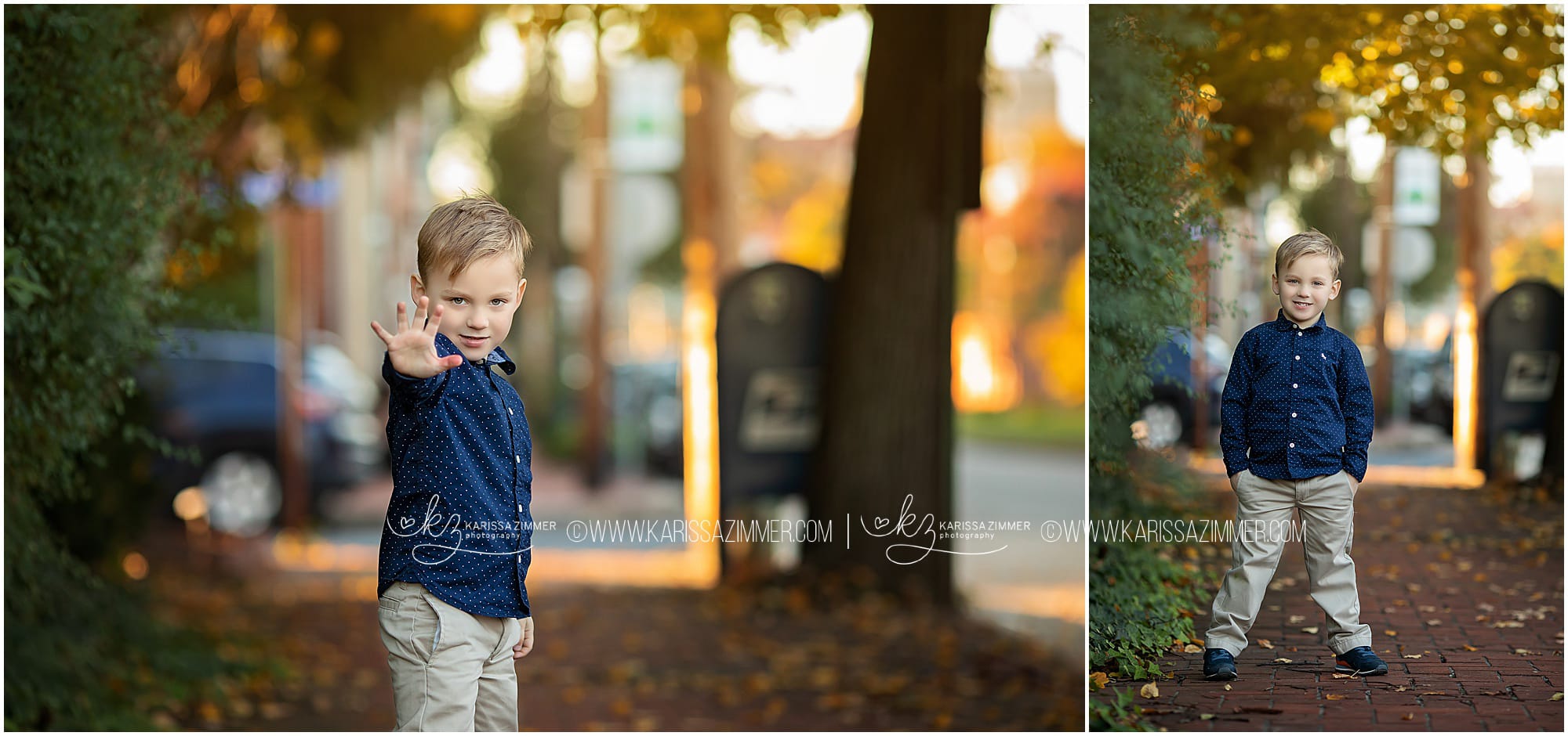 Young boy strikes a pose during his family photography shoot this Fall with Camp Hill Family Photographer