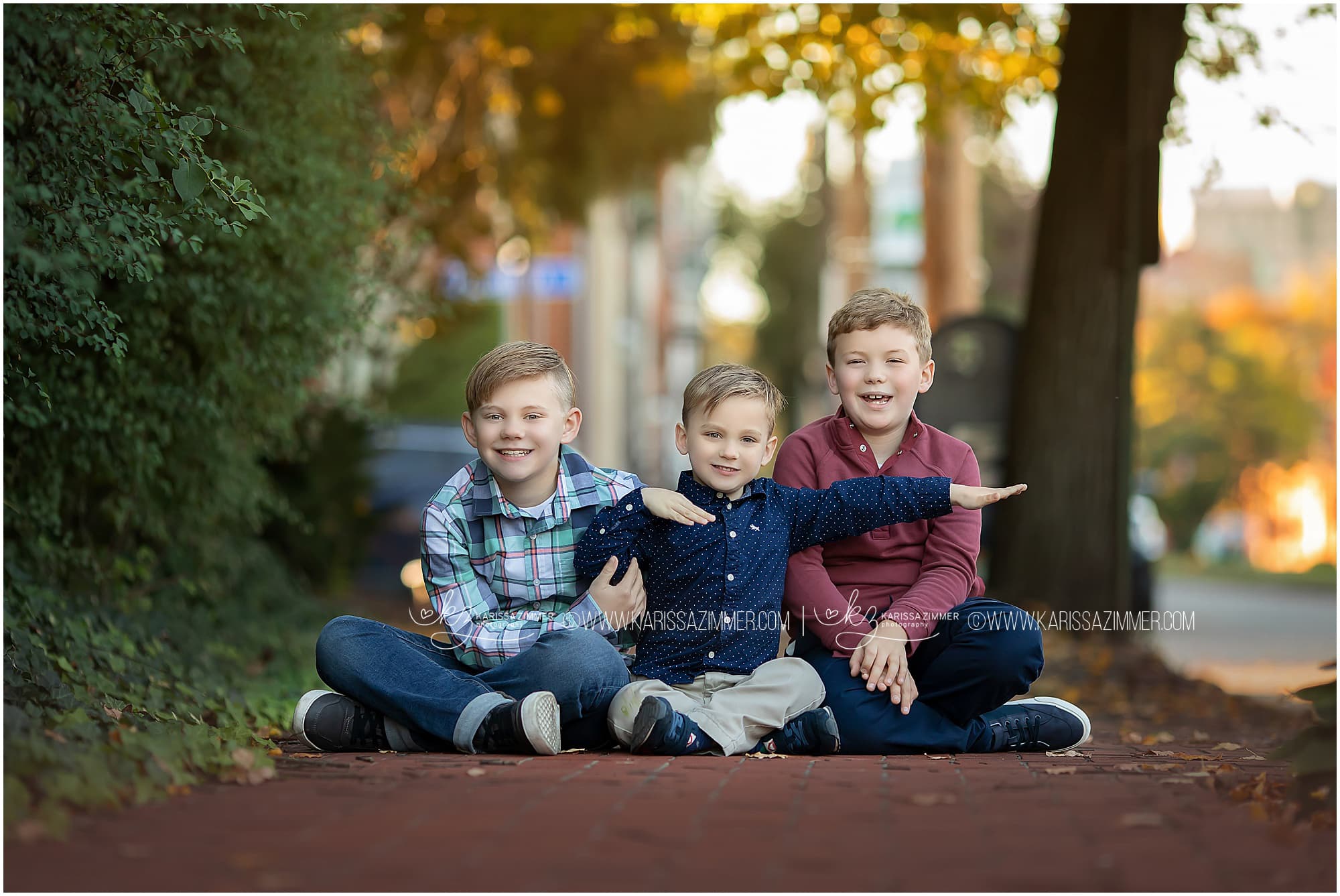 Brothers pose silly at their fall family photography session with Camp Hill Pa Photographer