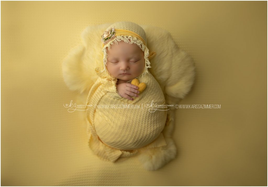 Newborn photographer near mechanicsburg pa photographs newborn baby girl during studio photoshoot