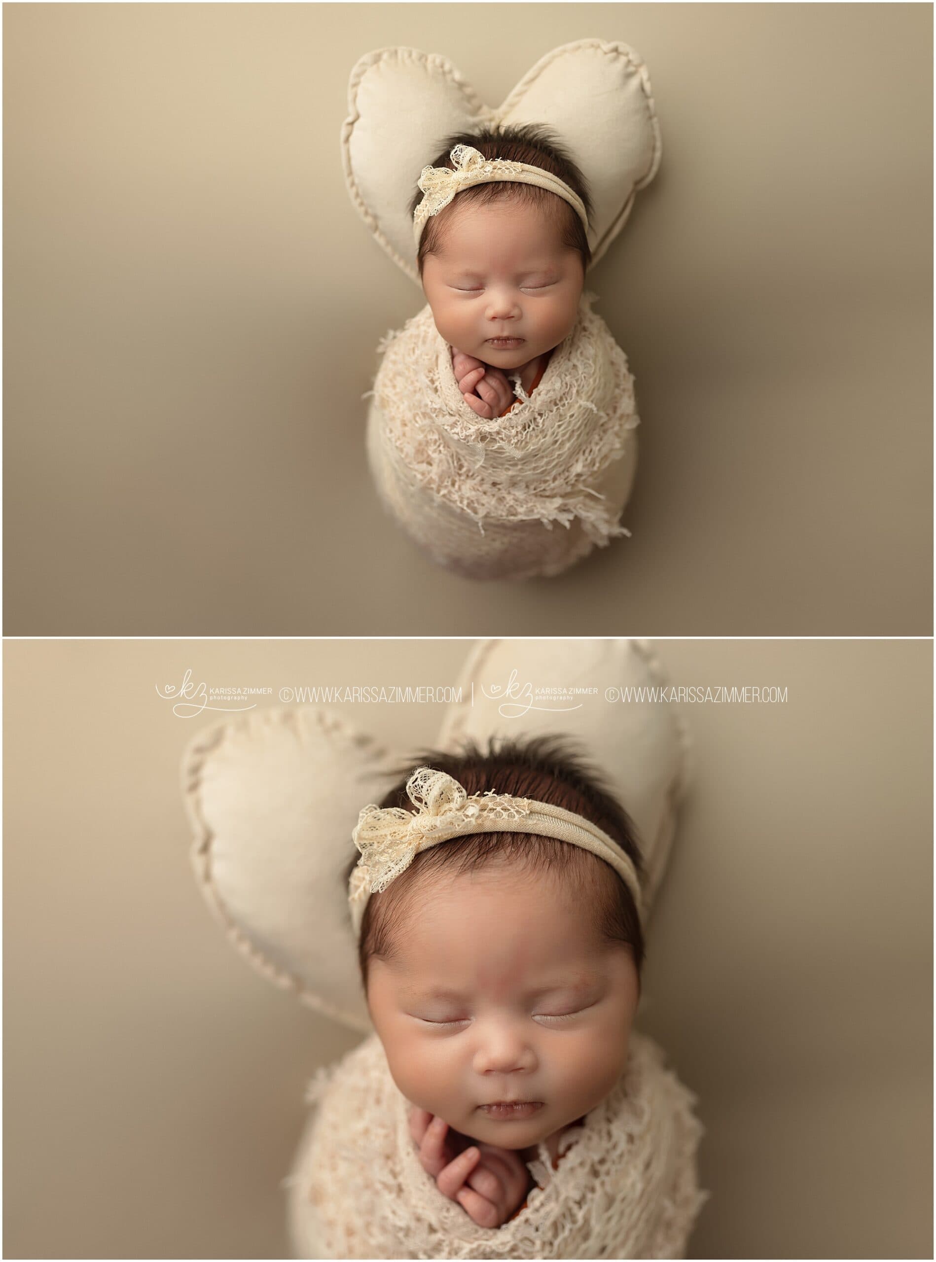 newborn baby photos on cream background