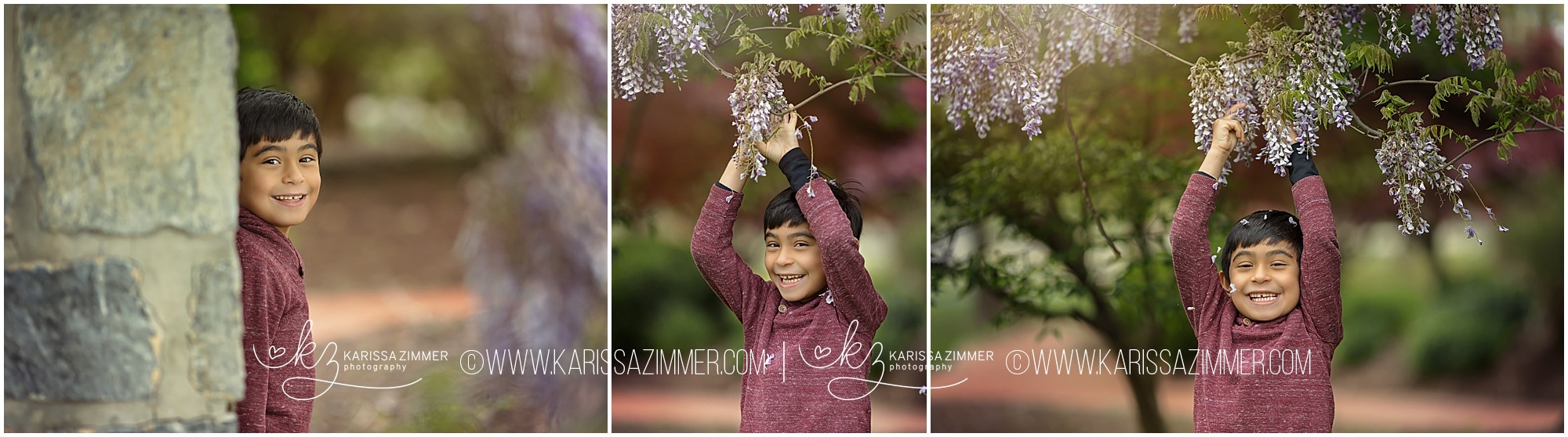 Child photographed with flowers near Hershey PA