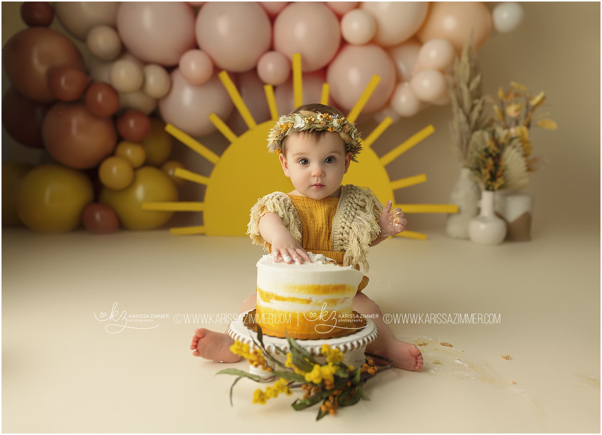You Are My Sunshine Theme Cake Smash Photoshoot, Harrisburg cake smash photography, baby photography in Harrisburg PA