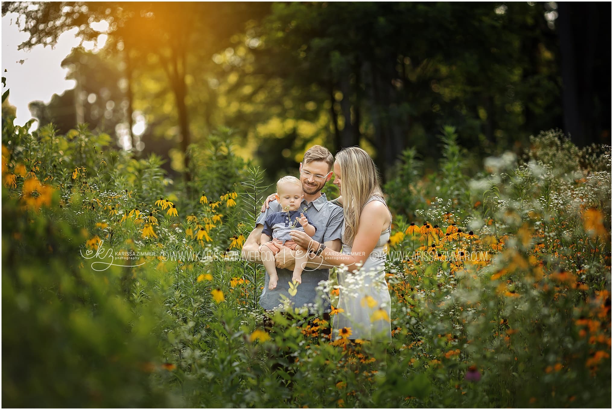 Outdoor family photography in flower field near Carlisle PA