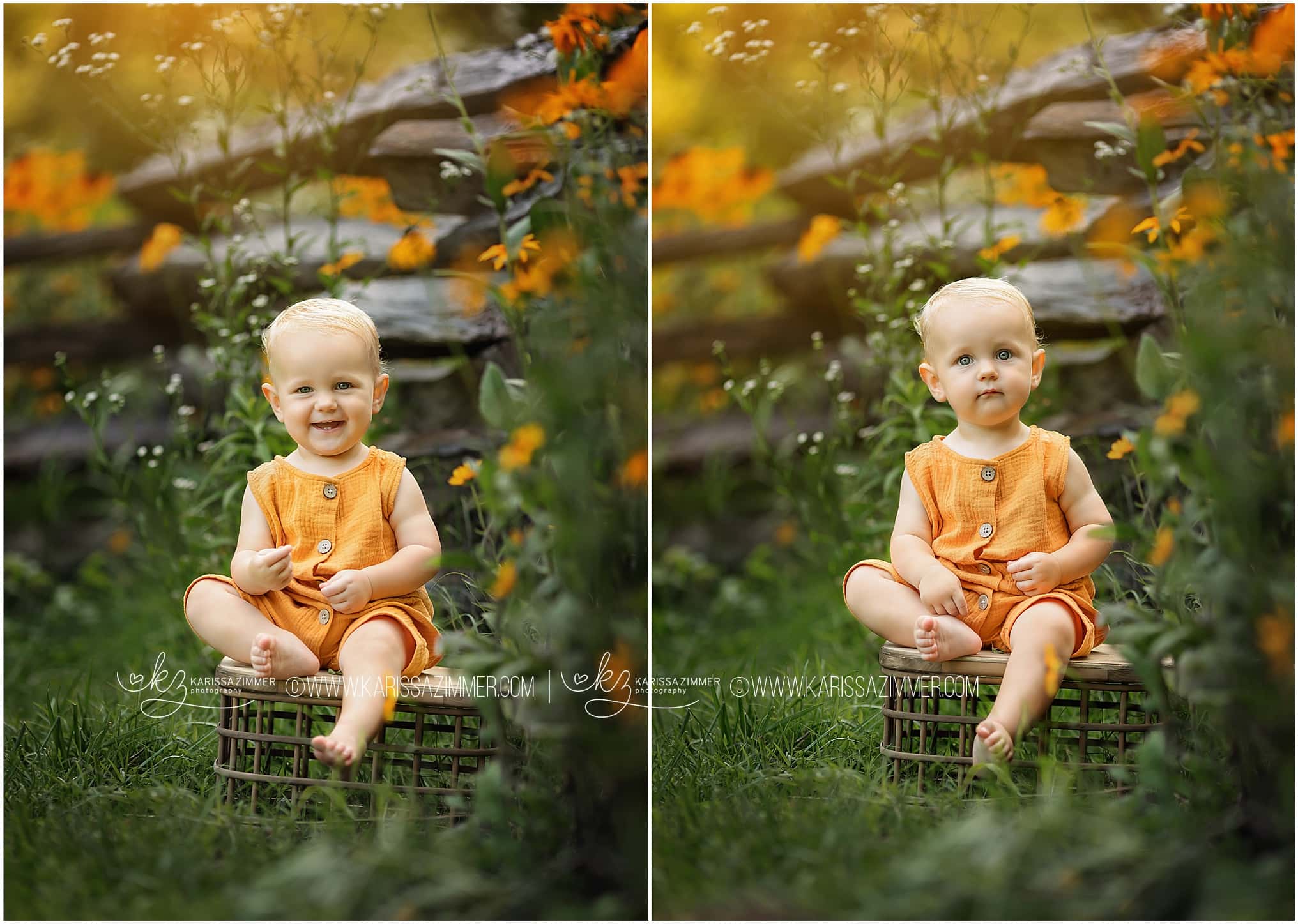 Baby photographed during outdoor family photo shoot