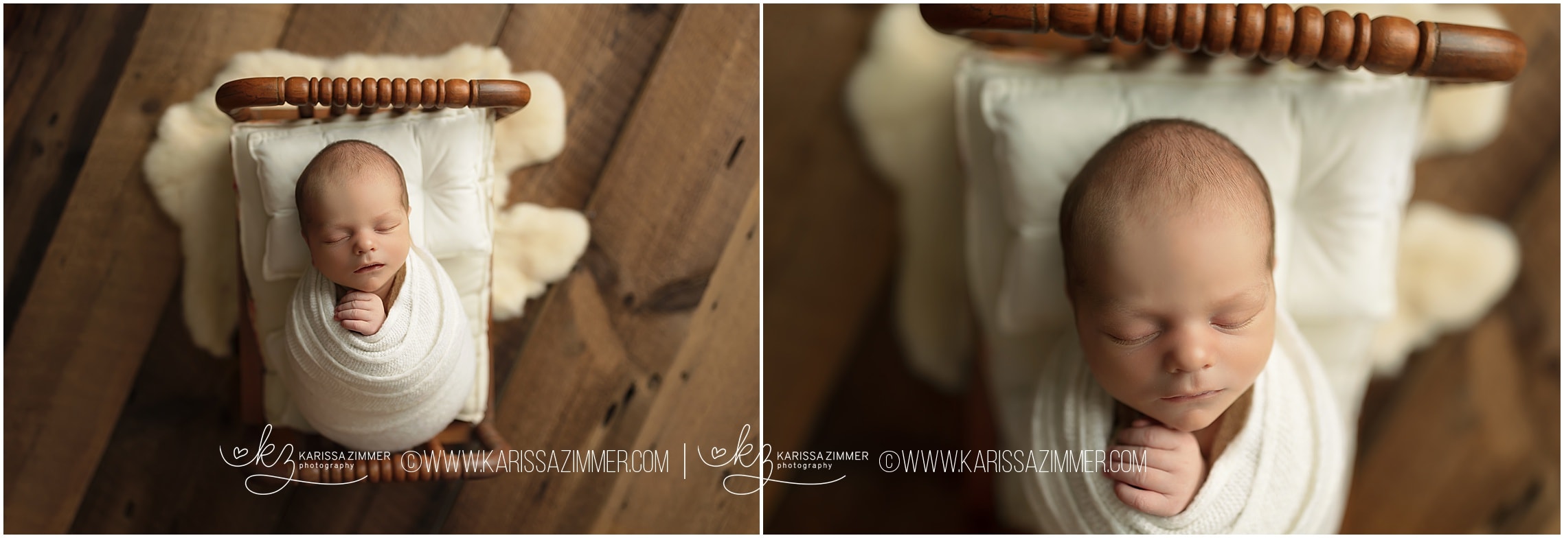 newborn posed on baby bed photography prop