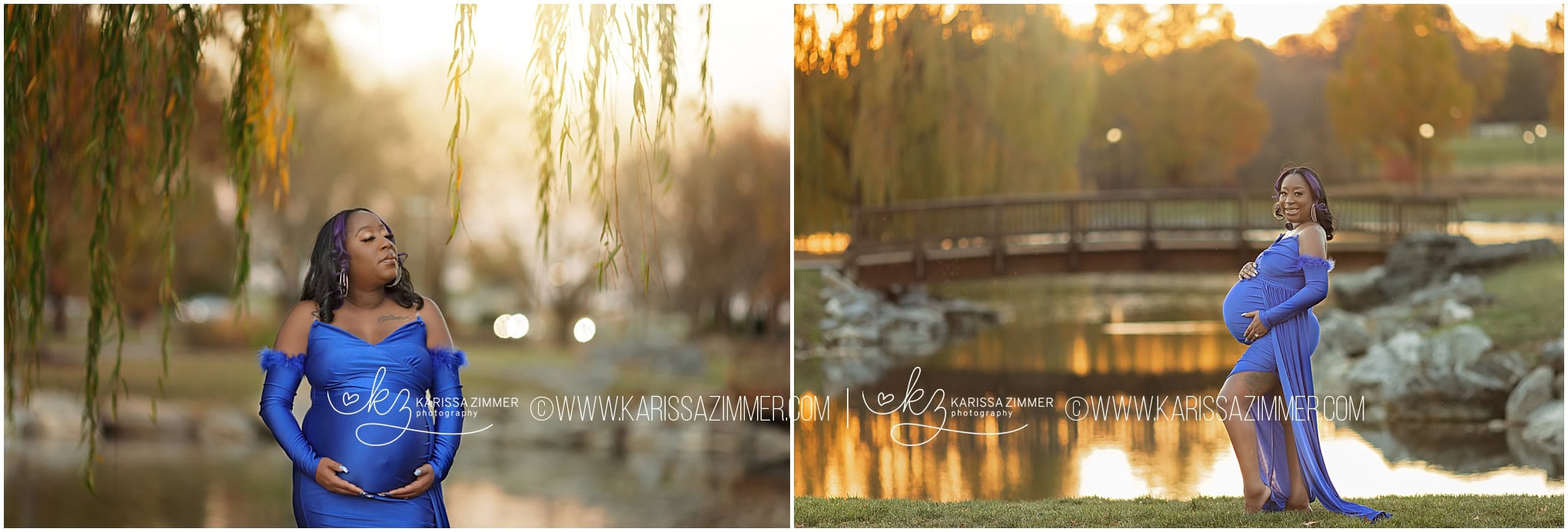 A mom to be poses for maternity photos at a beautiful outdoor location near Hershey PA