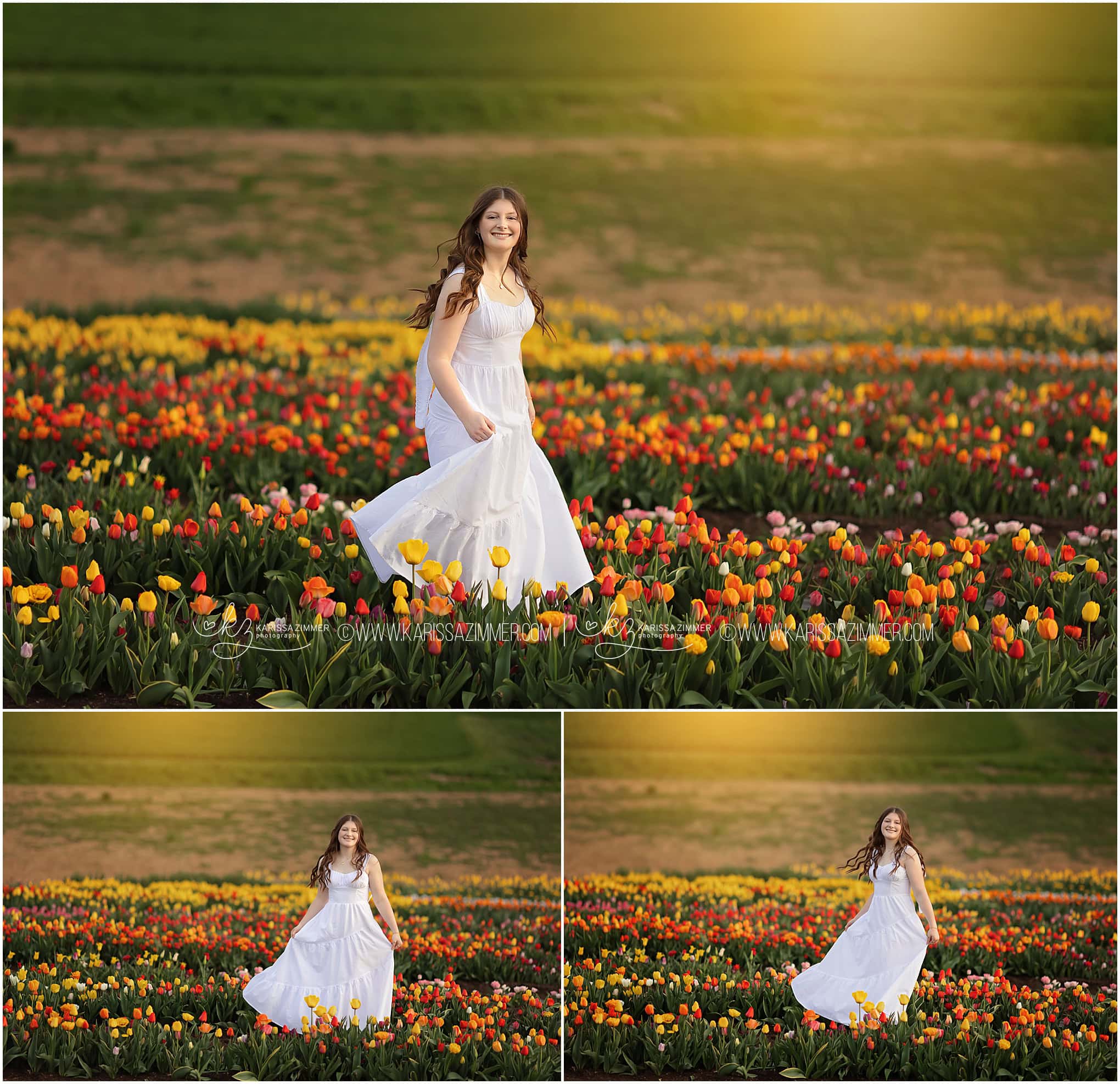 Best High School senior photographer near Harrisburg PA photographs senior girl flower field session. 