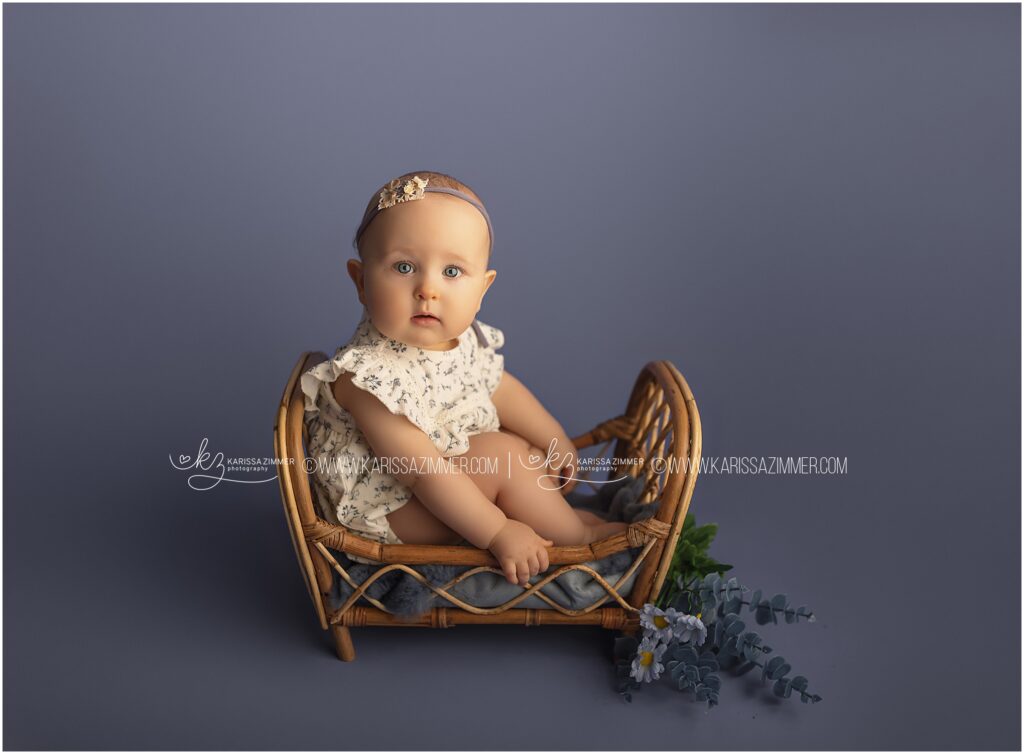 All blue baby girl first birthday photography near Mechanicsburg PA