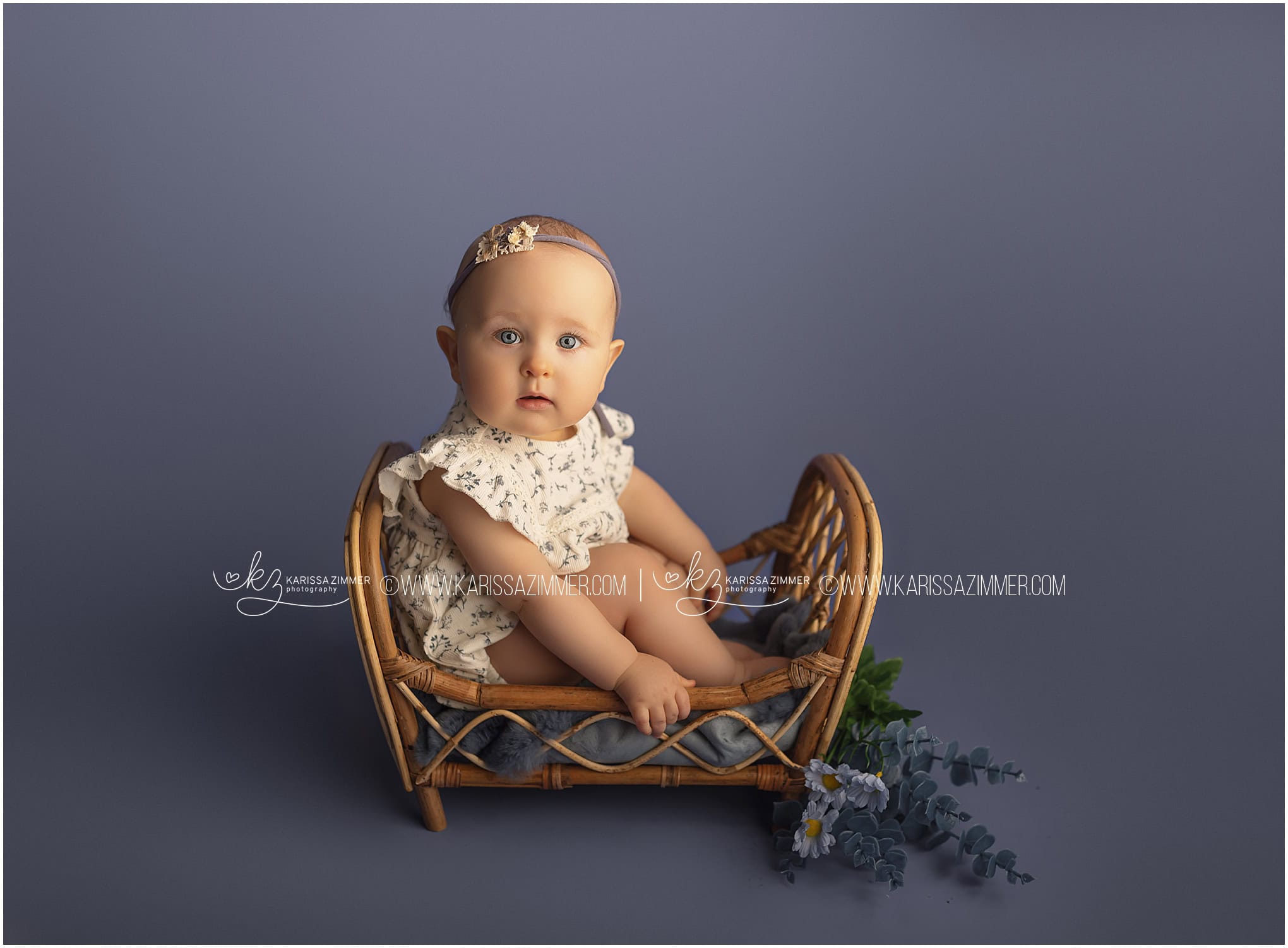 All blue baby girl first birthday photography
