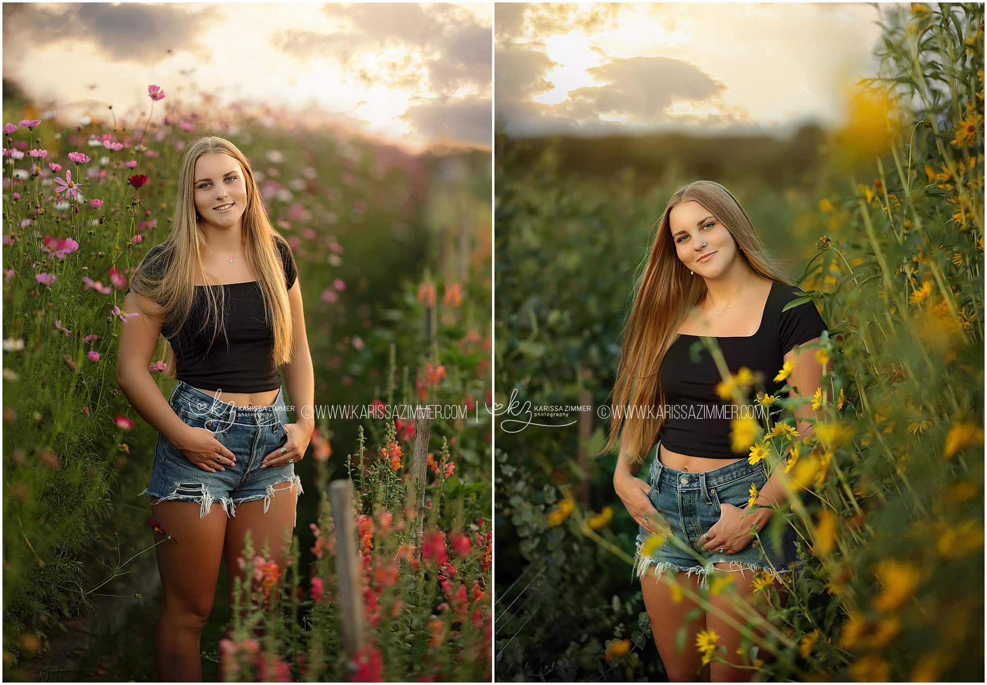 Flower field senior photos