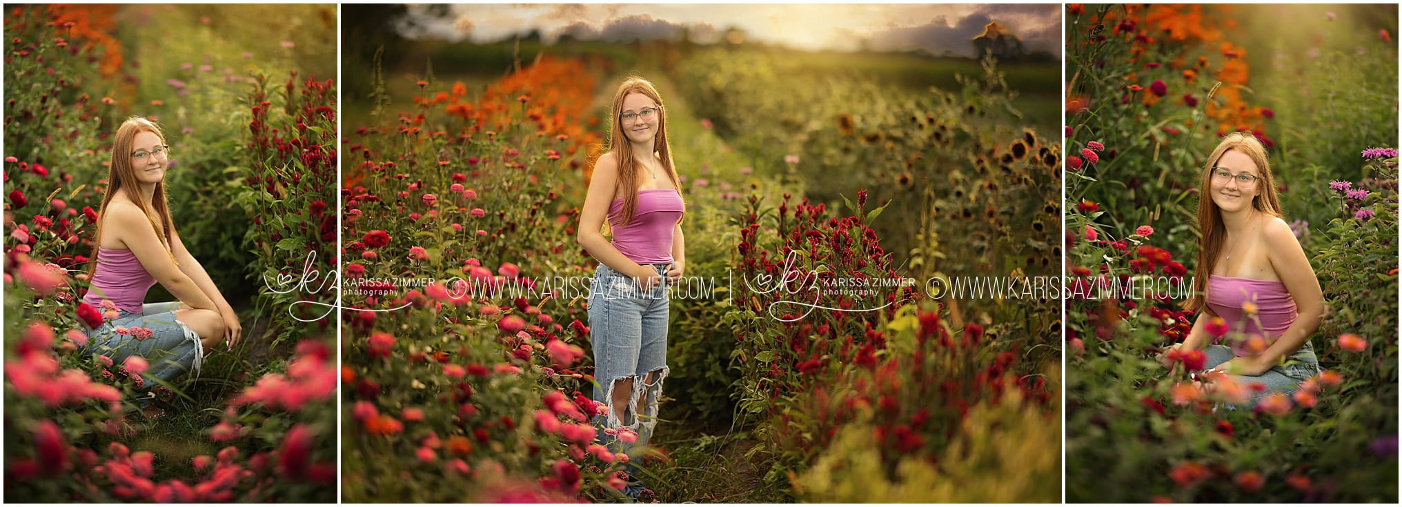 Flower field senior pictures in Camp Hill PA