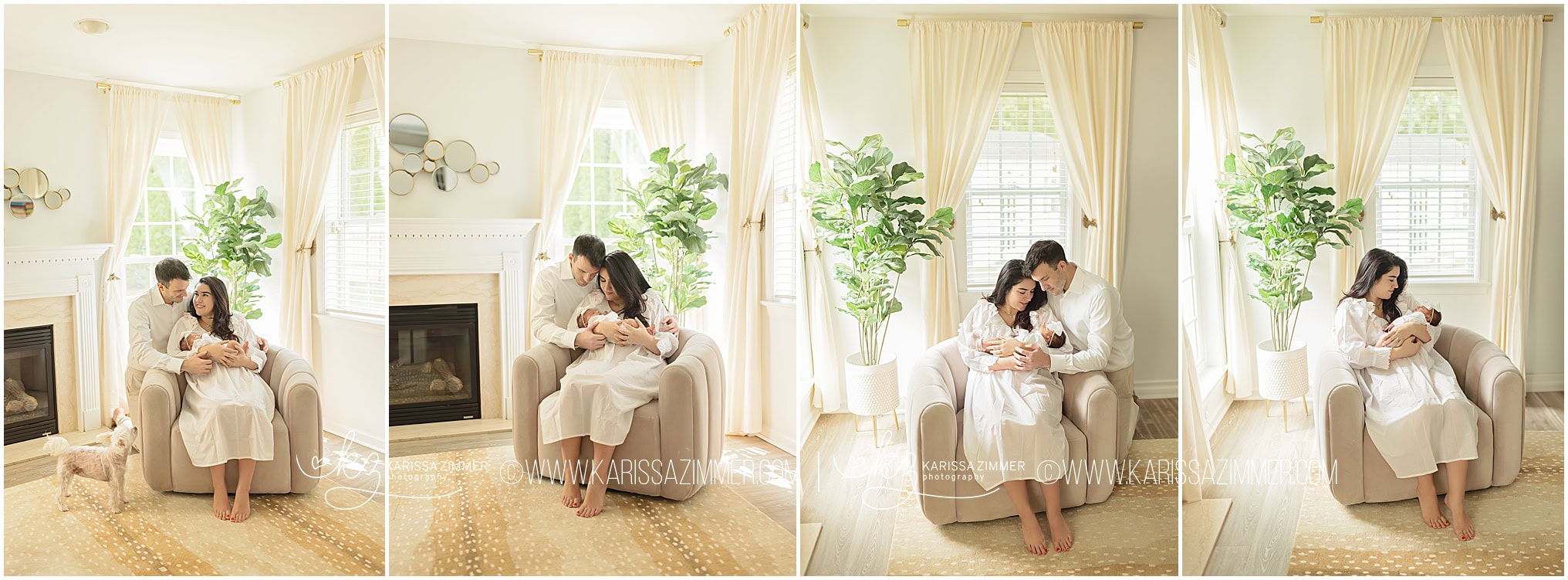A new mom and dad cradle their newborn baby girl at their lifestyle newborn session with Karissa Zimmer Photography