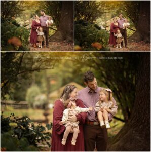 Harrisburg PA photographer captures a family of 4 as they laugh together in a beautiful outdoor fall setting