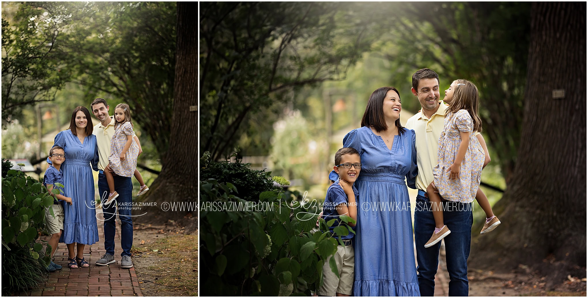 A mother, father and their 2 young children share a moment and laugh together at their family photoshoot this fall