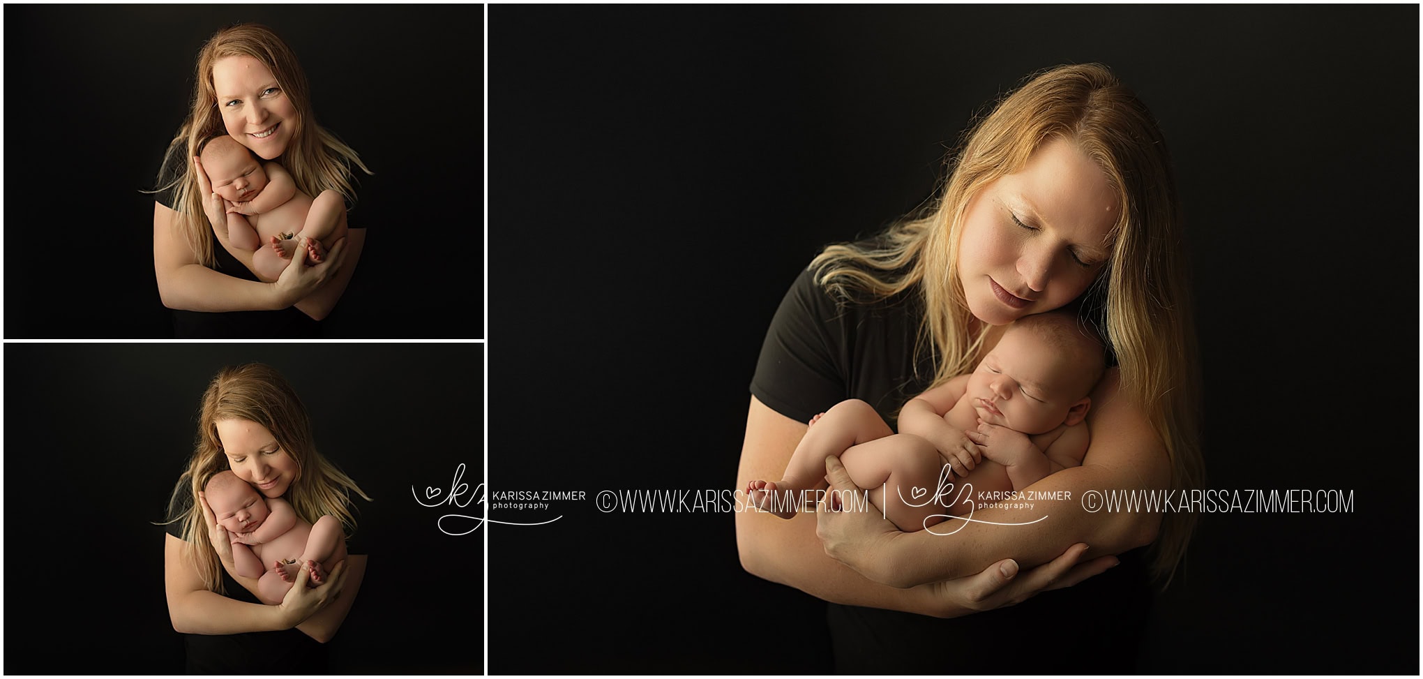 Mom and newborn baby girl studio photography poses