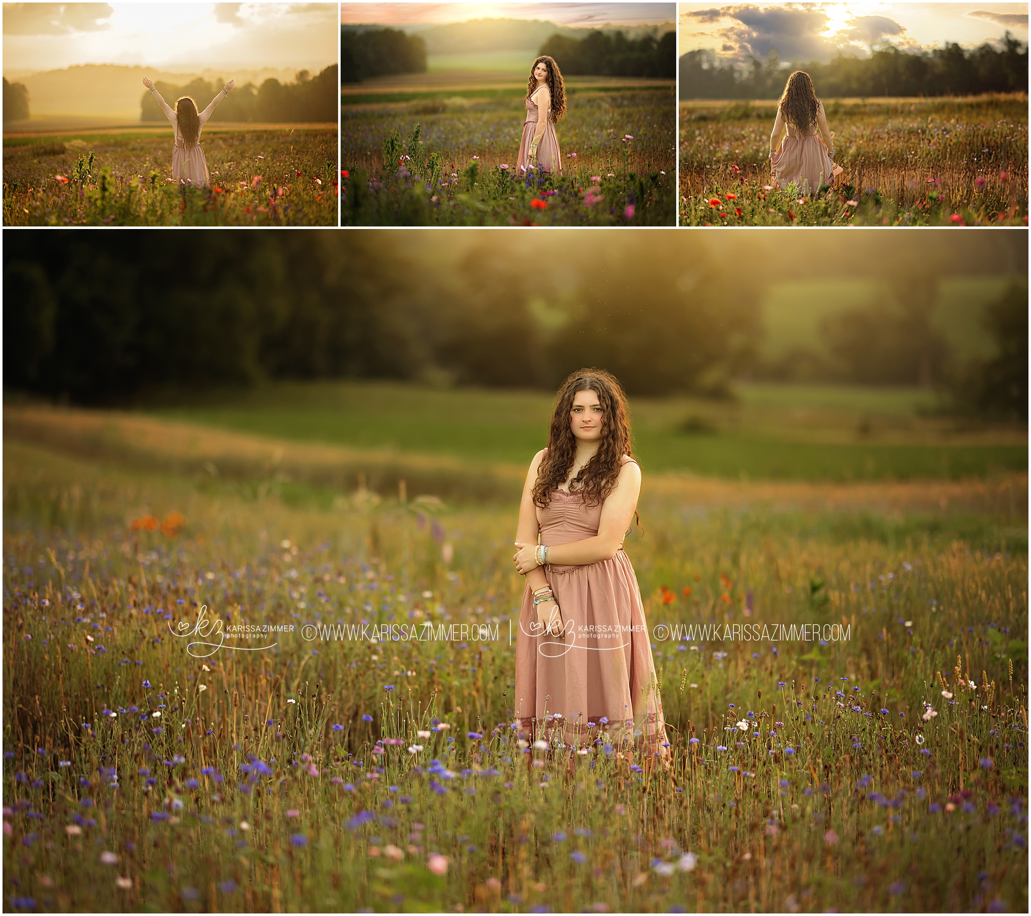 High school senior wildflower field portraits