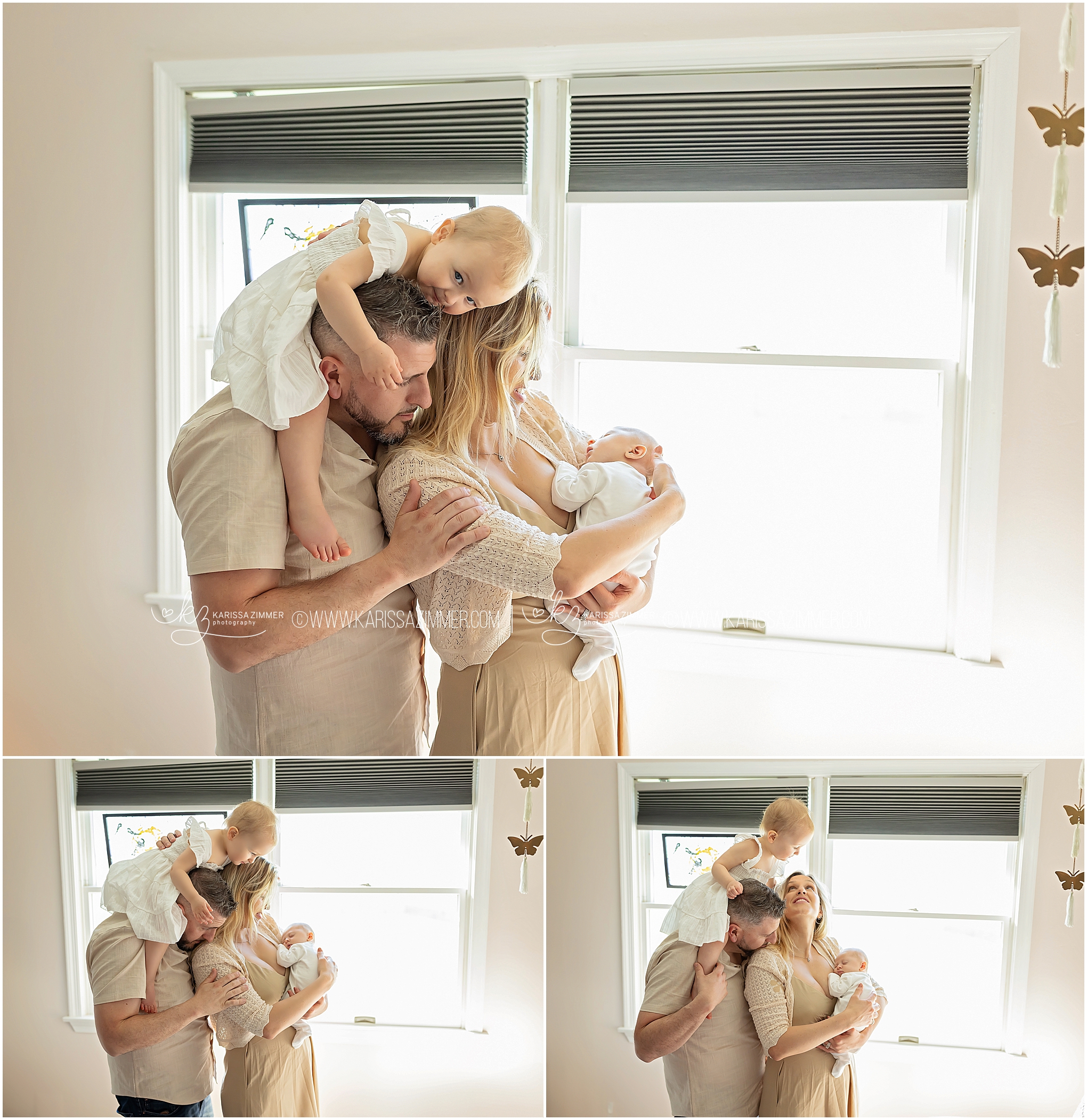 A new family of 4 welcomes their newest addition to the family with a lifestyle newborn photography session in Mechanicsburg PA